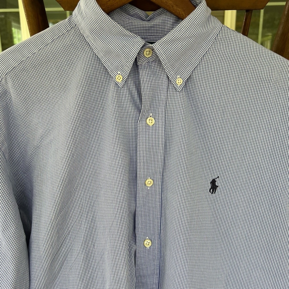Vintage 90’s Polo Ralph Lauren Blake Button Down Shirt Mens Large L Blue Gingham